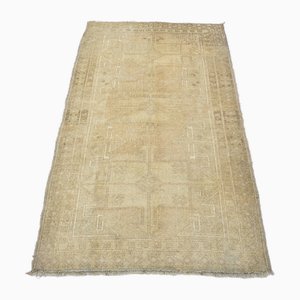 Vintage Boho and Eclectic Tan Faded Rug