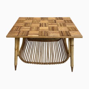 Rattan and Bamboo Coffee Table, 1960s