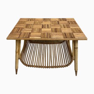 Table Basse en Rotin et Bambou, 1960s