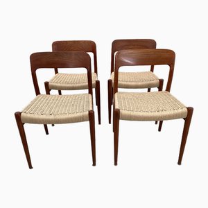 Vintage Danish Model 75 Chairs by Niels Otto Møller for J.L. Møllers, 1960s, Set of 4