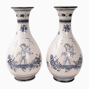 Jarrones italianos Mid-Century de cerámica de Maioliche Deruta, años 50. Juego de 2
