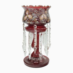 Lustre Décoratif Cranberry Antique Victorien, Angleterre, 1900s