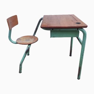 Mid-Century Schultisch aus Metall & Holz, 1950er