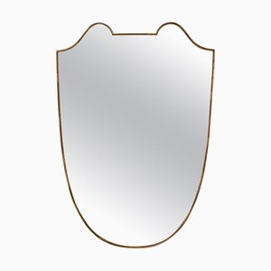 Large Shield Mirror in Brass, 1950s