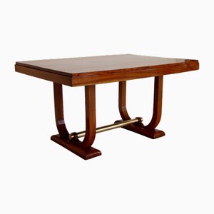 French Dining Table in Mahogany and Brass, 1928