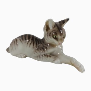 Figura de gato 177-9 de porcelana de Nymphenburg, Alemania, 1908