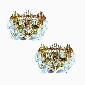 Vintage Brass and Crystal Sconces by Palwa, 1960s, Set of 2