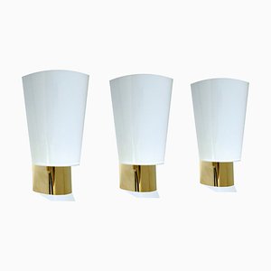 Gilded Brass & Glass Sconces from Limburg, 1970s, Set of 3