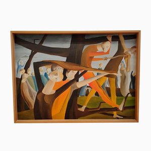 Christiane Buhler, Etirements, Oil on Wood, Framed