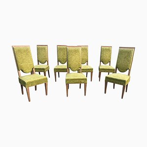 Art Deco Oak Chairs in the style of Maurice Jallot, 1940s, Set of 7