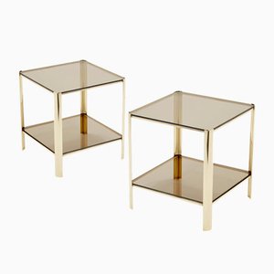 Two-Tier Bronze End Tables by Jacques Quinet for Broncz, 1960s, Set of 2