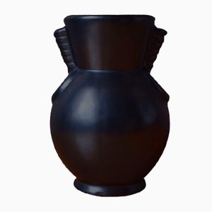 Black Vase by Blanche Letalle for Saint Clément, 1940s