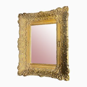 Goldfarbener Spiegel mit Rahmen, 1900er