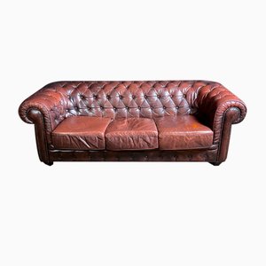 Banca Chesterfield a 3 posti vintage in pelle