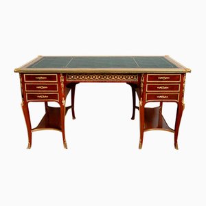 Antique French Napoleon III Desk in Exotic Woods with Golden Bronze Applications, 1800s