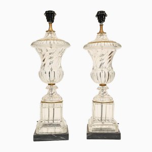 Urn Shaped Bohemian Glass Table Lamps, Set of 2