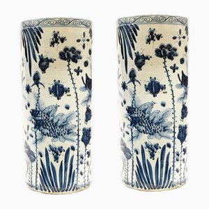 Chinesische Ming Porzellanurnen in Blau & Weiß, 2er Set