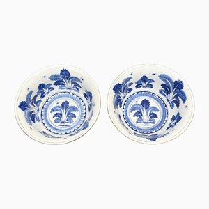 Cuencos chinos Kangxi de porcelana azul y blanca. Juego de 2