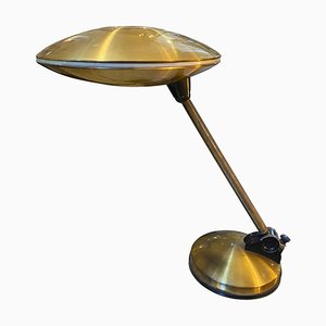 Italian Space Age Gilded Metal Desk Lamp from Fase, 1970s