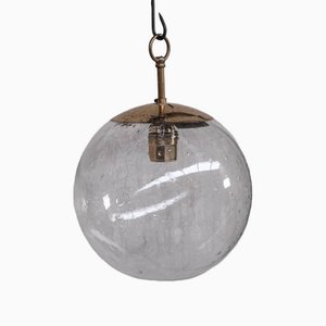 Lampada Mid-Century in ottone e vetro a bolle