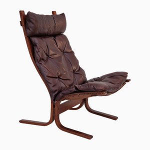 Norwegian Siesta Lounge Chair in Leather and Bentwood by Ingmar Relling for Westnofa, 1960s