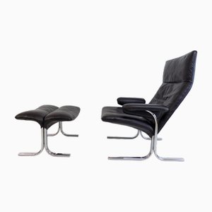 Ds 2030 Leather Armchair with Ottoman by Hans Eichenberger for De Sede, 1970s, Set of 2