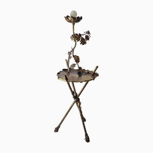 Table d'Appoint Art Nouveau en Bronze et Laiton et Feuilles de Chêne, 1890s