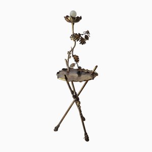 Table d'Appoint Art Nouveau en Bronze et Laiton et Feuilles de Chêne, 1890s