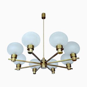 Mid-Century Pendant Lamp in Brass and Bubble Glass from Kaiser Leuchten, 1960s