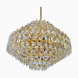 Large Gilded Brass and Crystal Pendant Lamp from Bakalowits & Söhne, 1960s