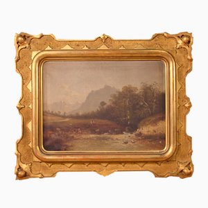 Italienischer Künstler, Landschaft, 1860, Öl auf Leinwand, Gerahmt