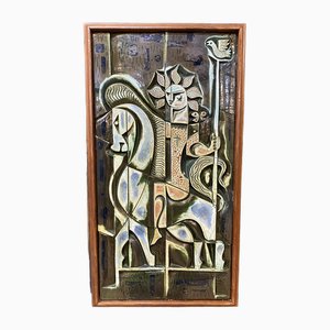 Boleslaw Danikowski, Large Abstract Panel, 1950s, Ceramic, Framed