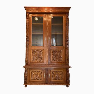 Wilhelminian Oak Veneer Showcase Cabinet