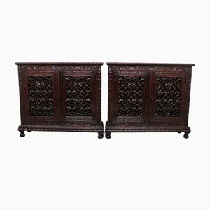 Anglo-Indian Carved Cabinets, 1860s, Set of 2