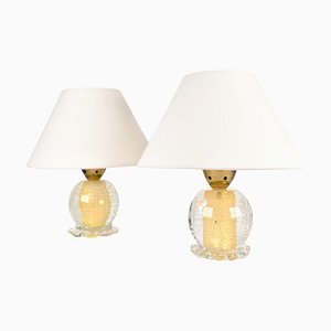 Murano Glass Bullicante Table Lamps, 1950s, Set of 2