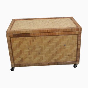 Rattan Trunk with Wheels, 1970s