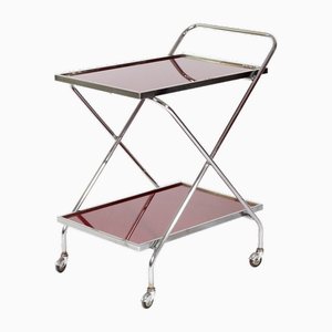Serving Trolley in Glass and Tubular Steel, 1960s