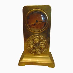 Art Nouveau Brass Mantel Clock, 1890s