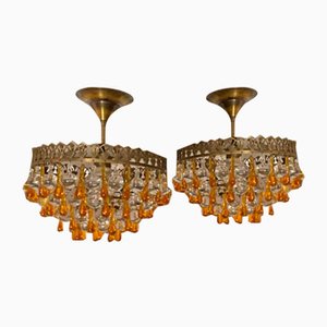 Vintage Deckenlampen aus Muranoglas, 1950er, 2er Set