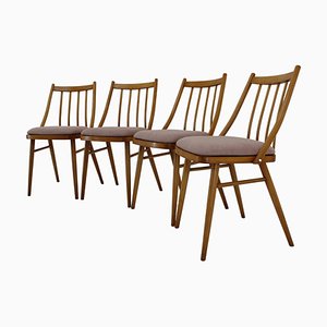 Antonin Suman Beech Dining Chairs, 1970s, Set of 4
