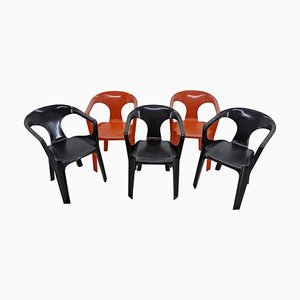 Mid-Century Stackable Chairs by Henry Massonnet, France, 1972, Set of 5