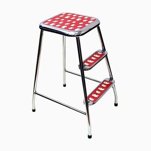 Mid-Century Swedish Step Stool in Chromed Steel with Elephant Pattern, 1950s