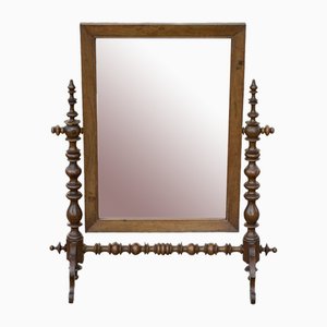 Tilting Mirror with Turned Walnut Frame, Italy, 1800s