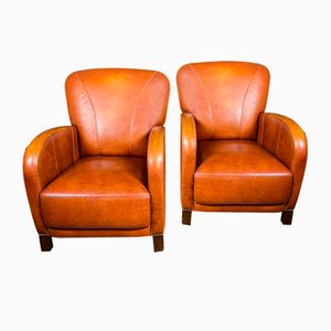Vintage Cognac Sheep Leather Club Chair