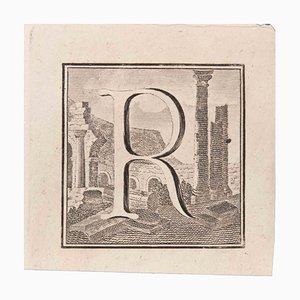 Luigi Vanvitelli, Letter R, Etching, 18th Century