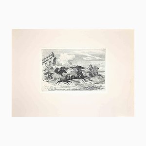 After Charles Coleman, Wild Horses in Roman Countryside, Etching
