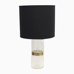 Swedish Brass and Pressed Glass Table Lamp, 1960s