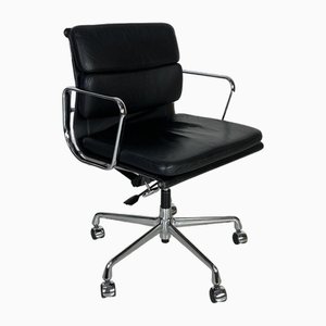 Black Leather Soft Pad Group Chair by Eero Saarinen, 1960s