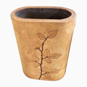 Keramikvase mit Pflanzenmotiv von Leduc