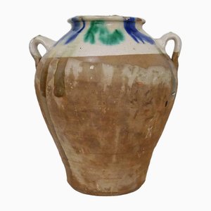 Large Glazed Terracotta Jar with Double Handles, 1950s
